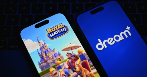 Dream Games and Royal Match logos are seen on mobile screens, May 1, 2025. (AA Photo)