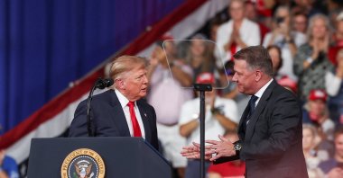 U.S. President Donald Trump and Gernot Dollner, CEO of Audi AG, attend a rally at Guardian Centers in Perry, Georgia, U.S., Oct. 24, 2026. (Reuters Photo)