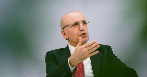 Treasury and Finance Minister Mehmet Şimşek speaks during a session at the IMF/World Bank 2026 Spring Meetings, Washington, U.S., April 17, 2026. (Reuters Photo)