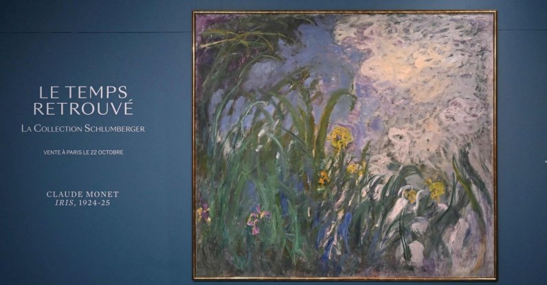 French painter Claude Monet’s “Iris” (1924-25) is displayed during a preview of the Schlumberger Collection, Paris, France, Sept. 17, 2026. (AFP Photo)