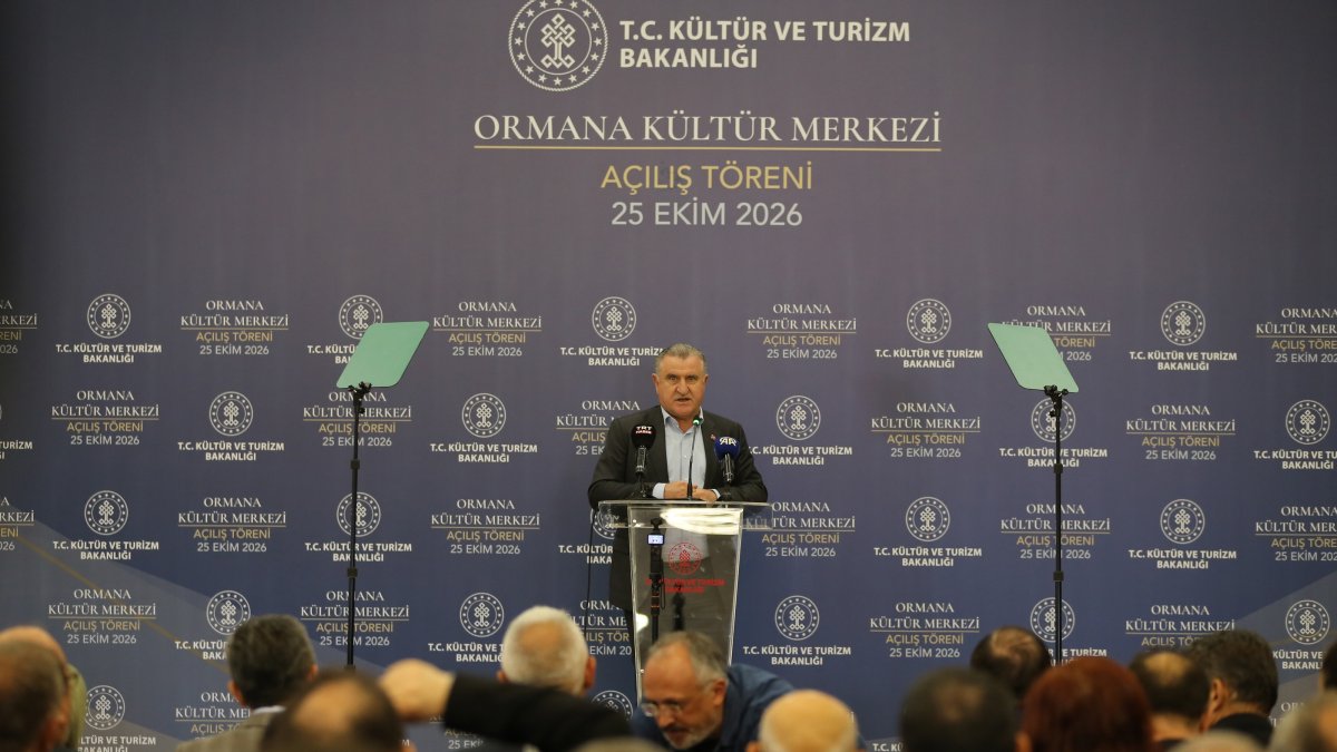 Youth and Sports Minister Osman Aşkın Bak speaks during the opening ceremony of cultural and youth centers, Antalya, Türkiye, Oct. 25, 2026. (AA Photo)
