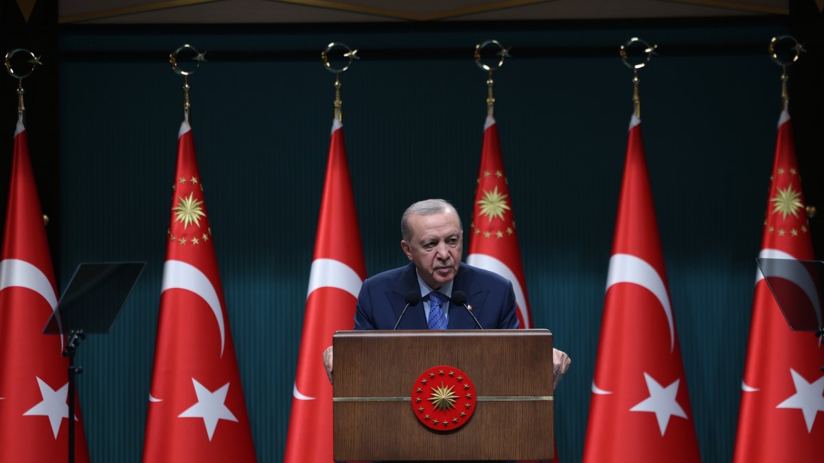 President Recep Tayyip Erdoğan speaks to reporters after a Cabinet meeting in Ankara, Oct. 26, 2026. (AA Photo)