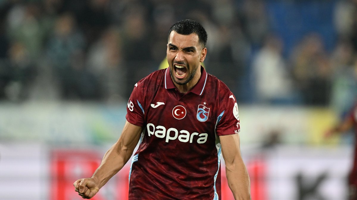 Trabzonspor's Melih Kabasakal celebrates after scoring the goal in Türkish Super Lig match against Rizespor, Rize, Türkiye, Oct. 26, 2026. (AA Photo)