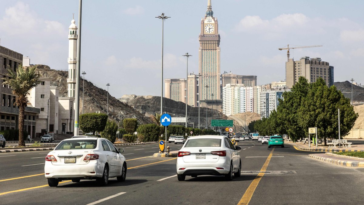 Vehicles drive along a road in Mecca, Saudi Arabia, Oct. 25, 2026. (AFP