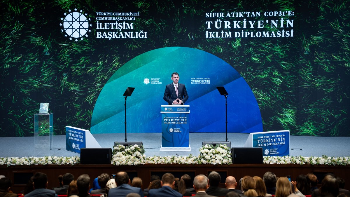 COP31 President-designate and Environment, Urbanization and Climate Change Minister Murat Kurum speaks during the opening of the “From Zero Waste to COP31: Türkiye’s Climate Diplomacy” event, Ankara, Türkiye, Oct. 27, 2026. (AA Photo)