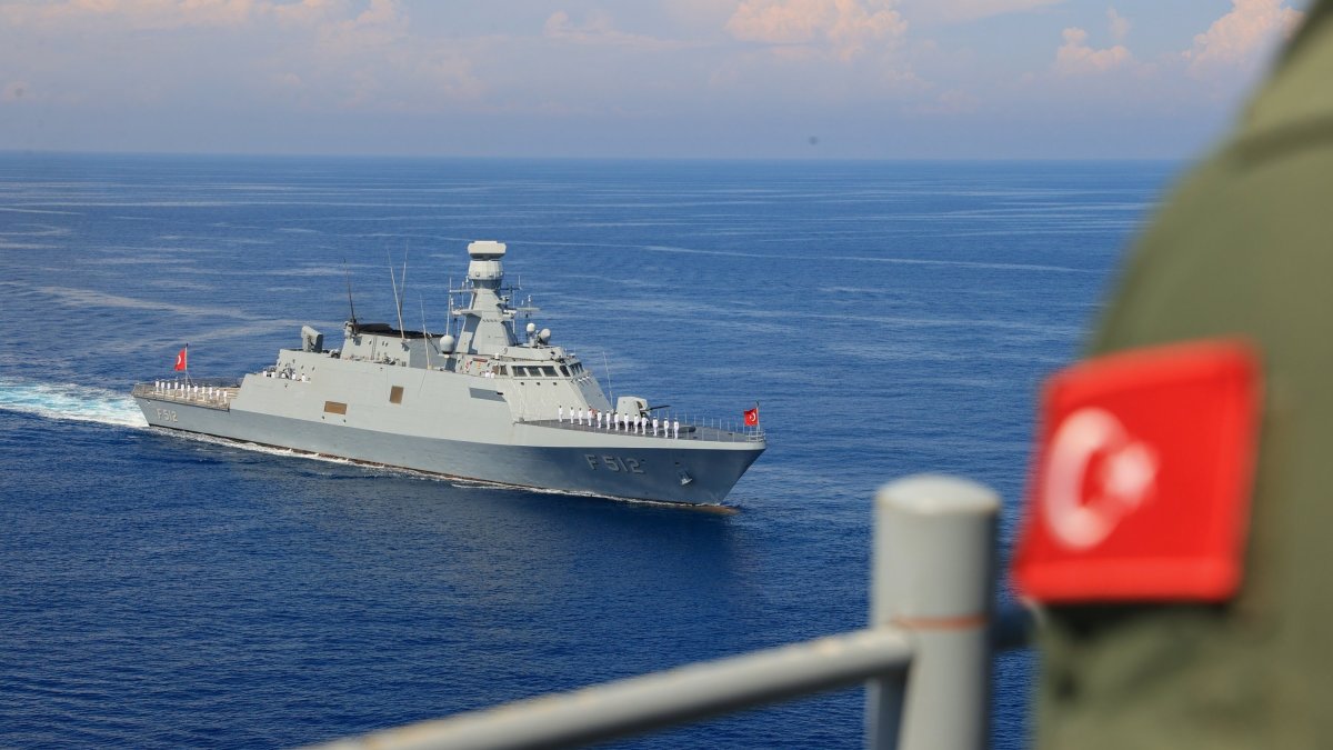 A Turkish soldier looks at a Turkish warship in the Eastern Mediterranean, June, 11, 2026. (AA File Photo)