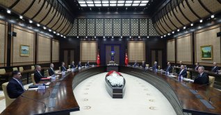 President Recep Tayyip Erdoğan chairs the second meeting of the Cybersecurity Board at the Presidential Complex in Ankara, Oct. 27, 2026. (AA Photo)