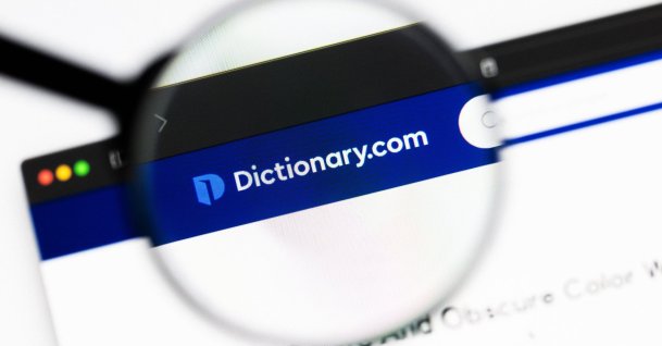 A close-up of the Dictionary.com website on a laptop screen, Milan, Italy, April, 20, 2026. (Shutterstock Photo)