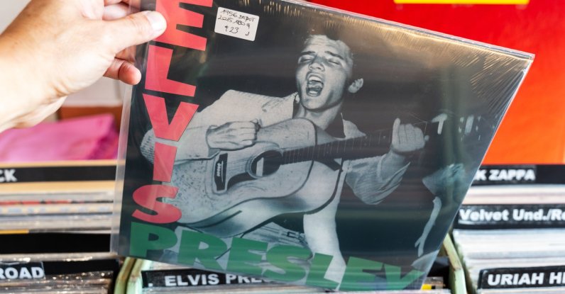 Elvis Presley’s 1956 album “Elvis,” his second studio album, is displayed at a record store, Udine, Italy, Oct. 26, 2025. (Shutterstock Photo)