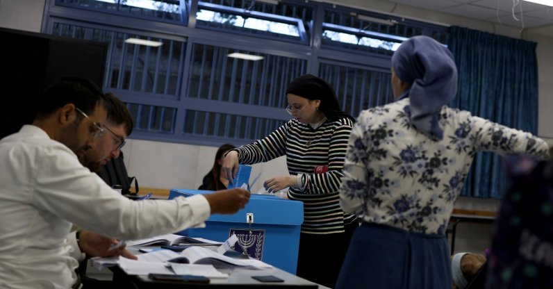 People cast their votes for the 26th Knesset (legislative) elections in the city of Bnei Brak, near Tel Aviv, Israel, Oct. 27, 2026. (EPA Photo)