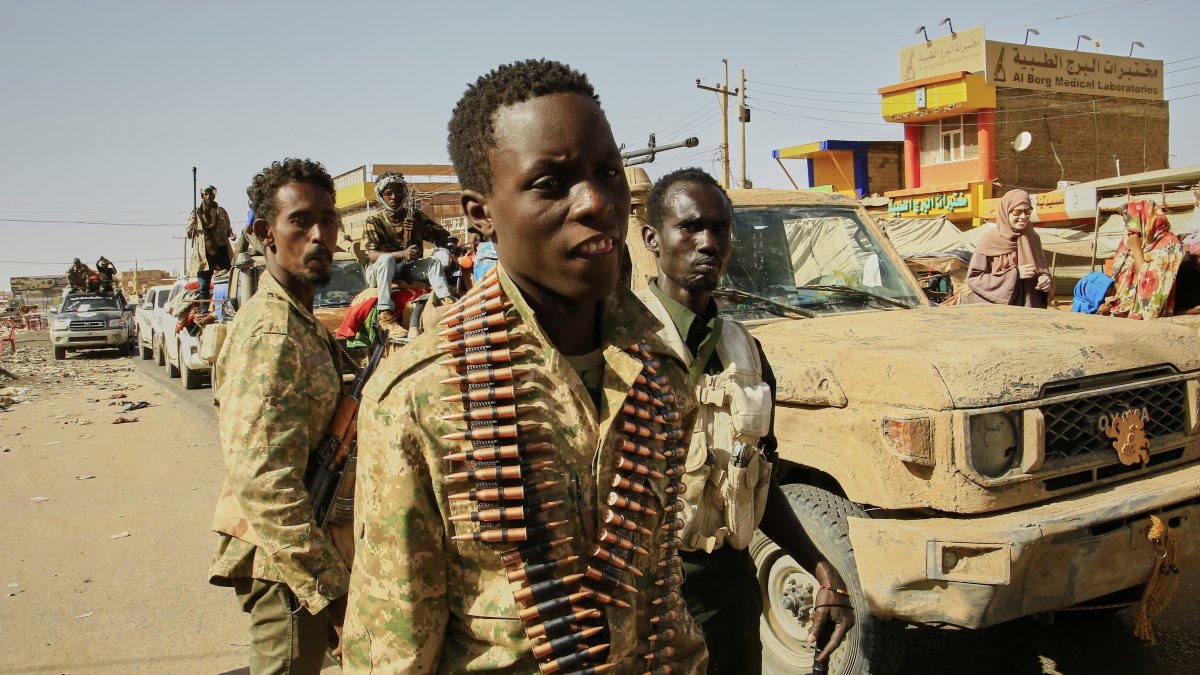 Soldiers arrive at the Allafah market, in an area recently recaptured by Sudan's army from the Rapid Support Forces paramilitary group, in the Al Kalalah district, Khartoum, Sudan, March 27, 2025. (AP Photo)