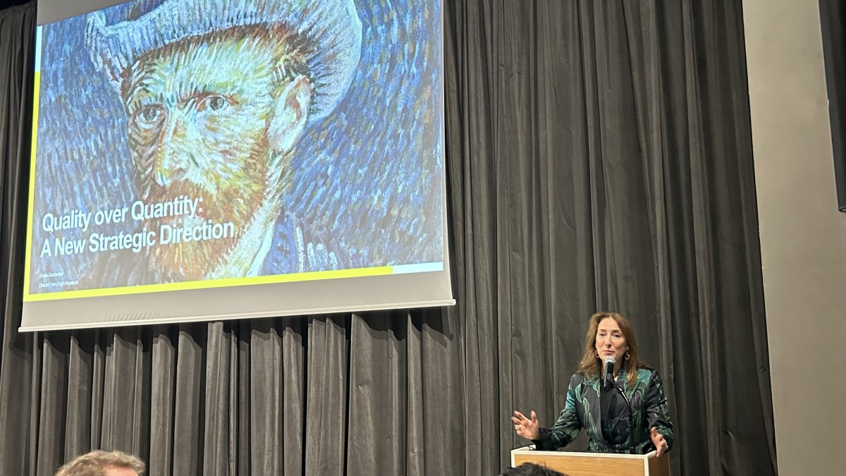 Van Gogh Museum Director Emilie Gordenker speaks during her presentation at Istanbul Modern, Istanbul, Türkiye, Oct. 27, 2026. (AA Photo)