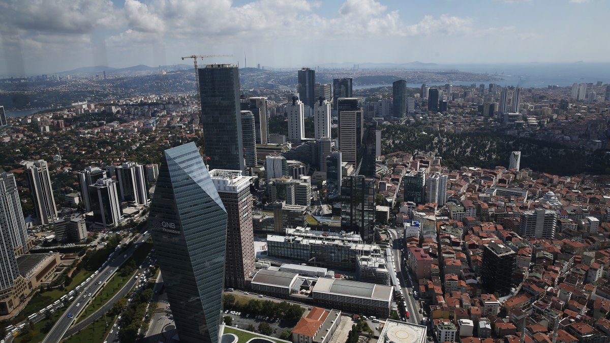 A general view of Istanbul's financial and commercial Levent district, Istanbul, Türkiye, Aug. 16, 2018. (AP Photo)
