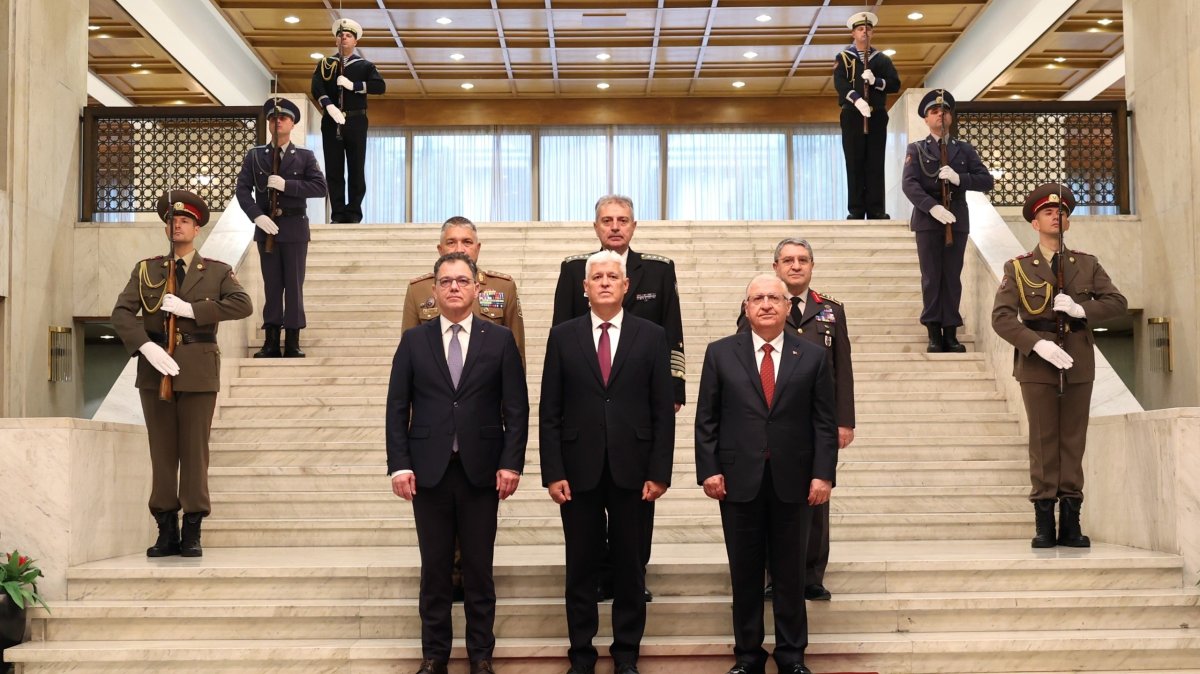 Defense Minister Yaşar Güler attends the meeting of Türkiye, Bulgaria and Romania's defense ministers and chiefs of the general staff, Sofia, Bulgaria, Oct. 28, 2026. (IHA Photo)