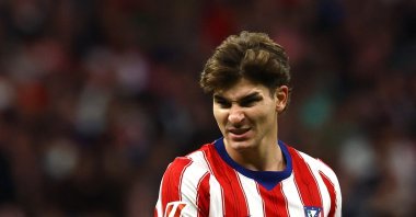 Atletico Madrid's Julian Alvarez reacts during the La Liga against Deportivo de A Coruna at the Riyadh Air Metropolitano, Madrid, Spain, Oct. 24, 2026. (Reuters Photo)