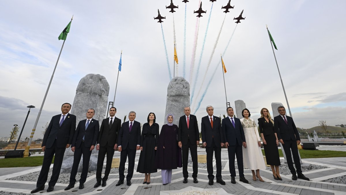 President Recep Tayyip Erdoğan and delegation of officials attend the opening of the Turkic States Civilization Park during the 13th Summit of Heads of State and Government of the Organization of Turkic States (OTS), Ankara, Oct. 29, 2026. (AA Photo)