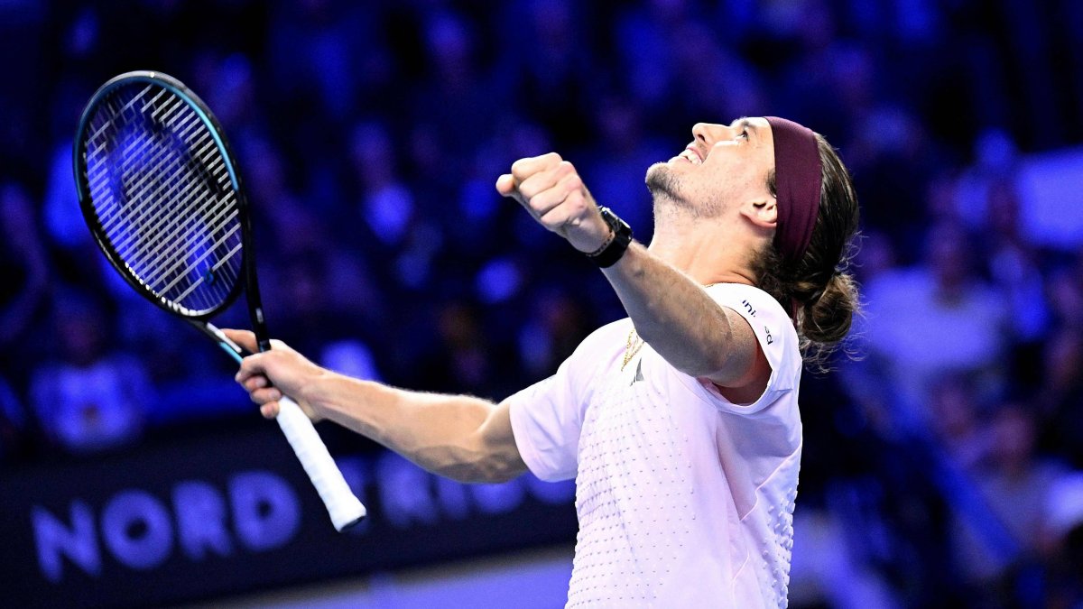 Germany's Alexander Zverev celebrates after his match against the Netherlands' Tallon Griekspoor (not pictured) at the Erste Bank Open 2026 ATP 500 tennis tournament in Vienna, Austria, Oct. 29, 2026. (AFP Photo)
