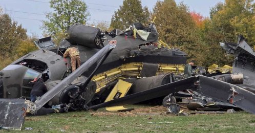 The site of the crash of the CH-47 Chinook helicopter belonging to the Italian contingent of the European Union Force (EUFOR) Althea mission, near the village of Gorice in Brcko District, Bosnia-Herzegovina, Oct. 29, 2026. (Reuters Photo)