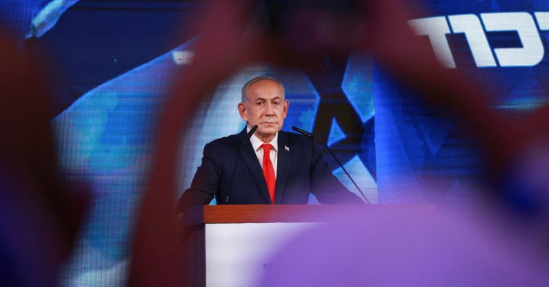Israeli Prime Minister and Likud party leader Benjamin Netanyahu reacts to exit polls, at his party headquarters in west Jerusalem, Oct. 28, 2026. (Reuters Photo)
