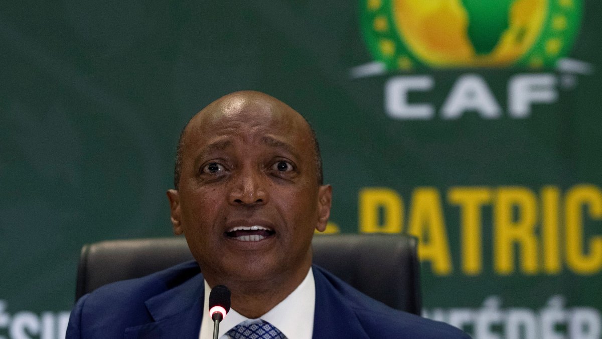 Confederation of African Football (CAF) President Patrice Motsepe speaks during a news conference, Johannesburg, South Africa, March 16, 2021