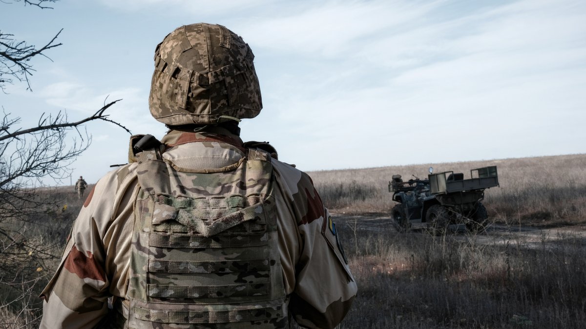 Members of the Ukrainian Army’s 93rd Kholodnyi Yar Brigade keep watch for the possible approach of enemy drones near their position on the Kramatorsk frontline in the Donetsk region, Ukraine, Oct. 27, 2026. (EPA Photo)