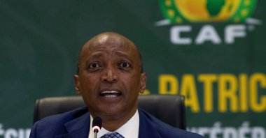 Confederation of African Football (CAF) President Patrice Motsepe speaks during a news conference, Johannesburg, South Africa, March 16, 2021. (AP Photo)
