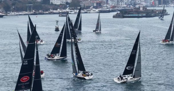 Yachts set sail on the Bosphorus at the start of the Bosporus-Fişekhane Stage of the Republic Cup, the fourth leg of the Presidential International Yacht Races as part of Türkiye's 103rd Republic Day celebrations, Istanbul, Türkiye, Oct. 29, 2026. (IHA Photo)
