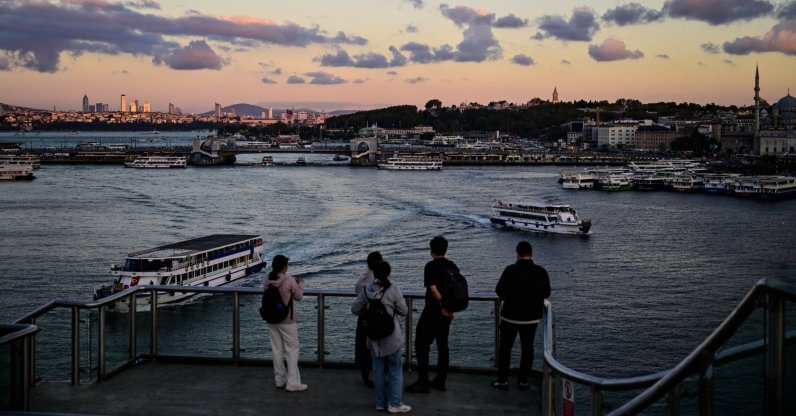 Tourists are seen in the historic Karaköy neighborhood, Istanbul, Türkiye, Oct. 5, 2026. (AA Photo)