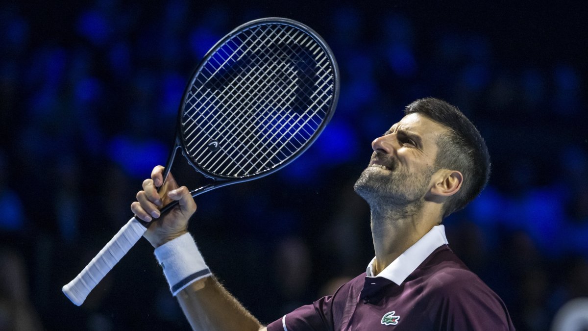 Serbia's Novak Djokovic during his round-of-16 match against Germany's Jan-Lennard Struff at the Swiss Indoors Basel tennis tournament, Basel, Switzerland, Oct. 29, 2026. (EPA Photo)